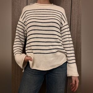 Zara Black and Cream Striped Sweater